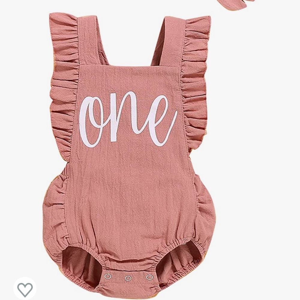 Shalofer Baby Girl First Birthday Outfit 1st Birthday Bodysuit with Headband